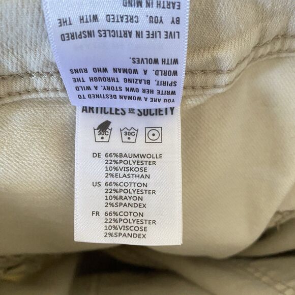 Articles Of Society Cropped Wide Leg Jeans 8/29 Ivory Mid Rise Relaxed Raw Hem - Picture 12 of 13